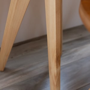 Modern Tapered Leg Tripod Round Table The Gerason Wooden Tripod Decorative Stool. Reclaimed Wooden Table image 5