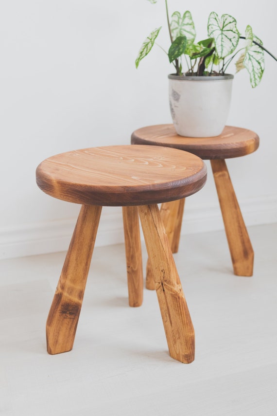Reclaimed Wood Tripod Stool: Modern Plant Stand - Etsy