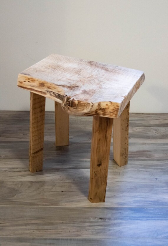 All Natural Slab Top 4 Legged Table. Raw 4 Legged Small End Table Made From Reclaimed Wood Etsy