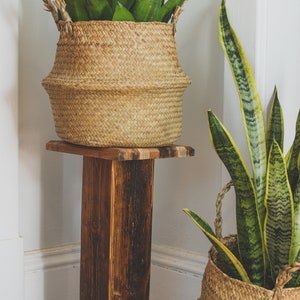 Reclaimed Barnboard Pedestal Plant Stand. 100% Salvaged Handmade Wooden Rustic Style Corner Stand image 10