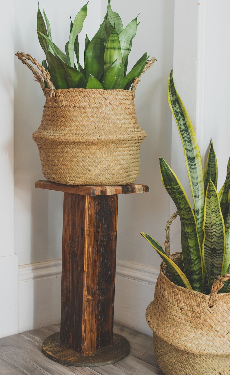 Reclaimed Barnboard Pedestal Plant Stand. 100% Salvaged Handmade Wooden Rustic Style Corner Stand image 10