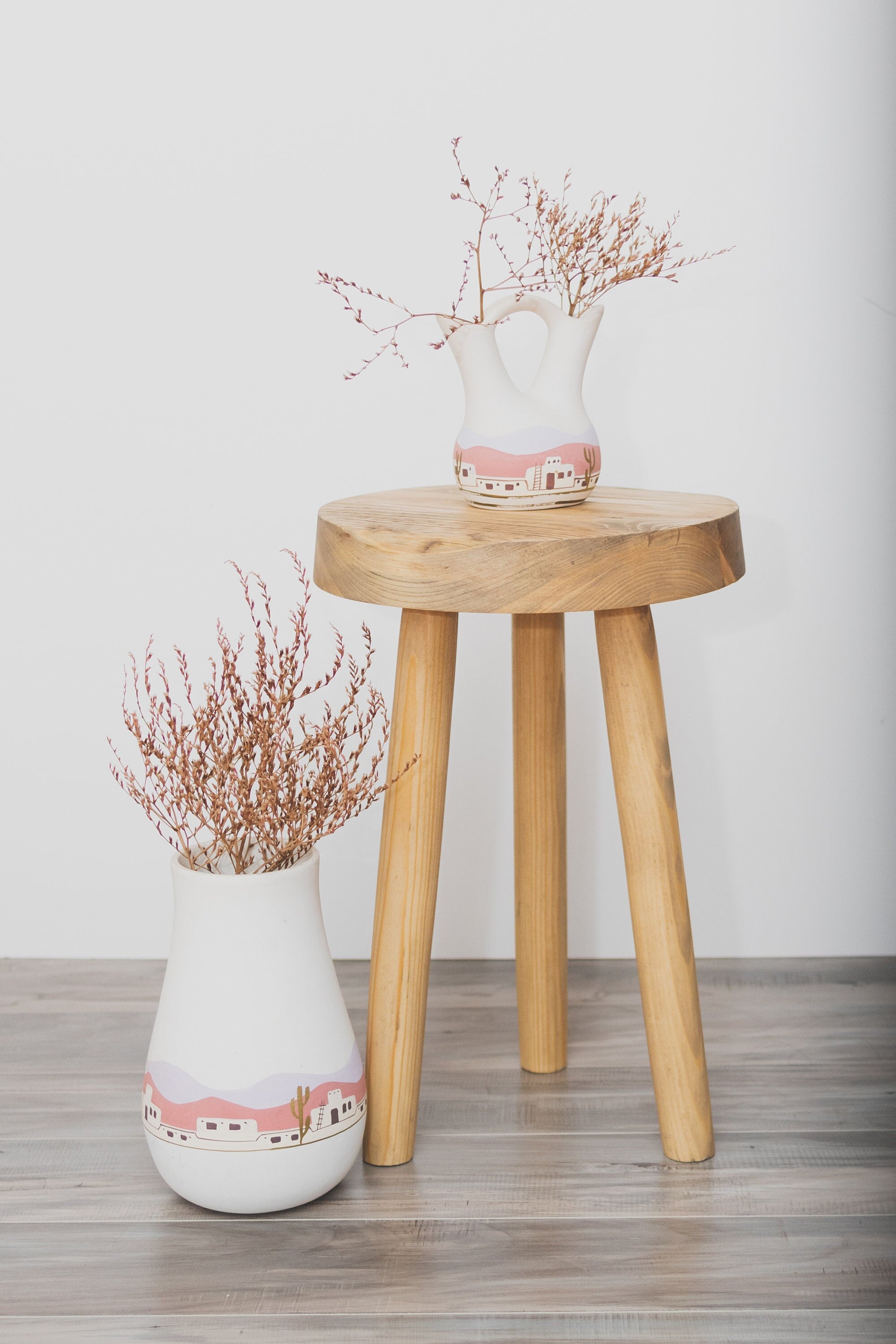Reclaimed Wood Tripod Stool: Rustic Plant Stand, 16