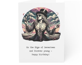 Stevie Nicks Birthday Card - Edge of Seventeen - Forever Young Card - Fleetwood Mac Inspired, Classic Rock