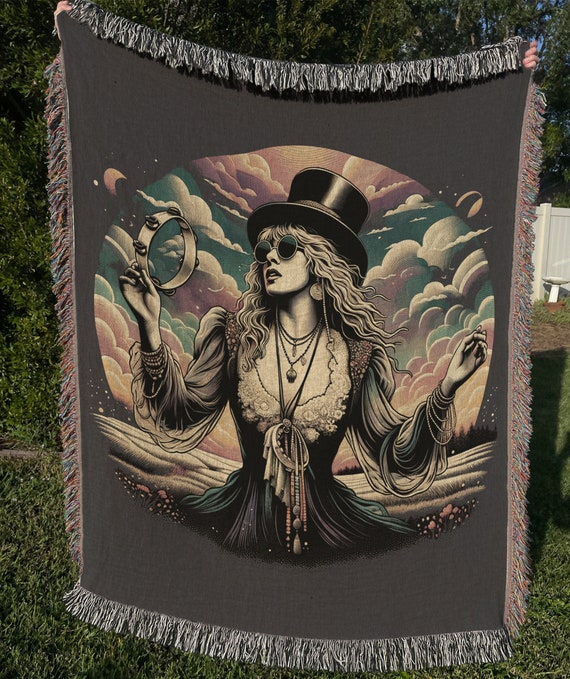 Mystic Stevie Nicks Woven Blanket Retro Blanket Tapestry 100 Cotton Etsy