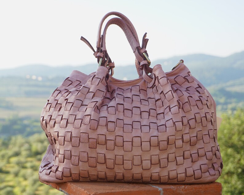woven leather shoulder bag