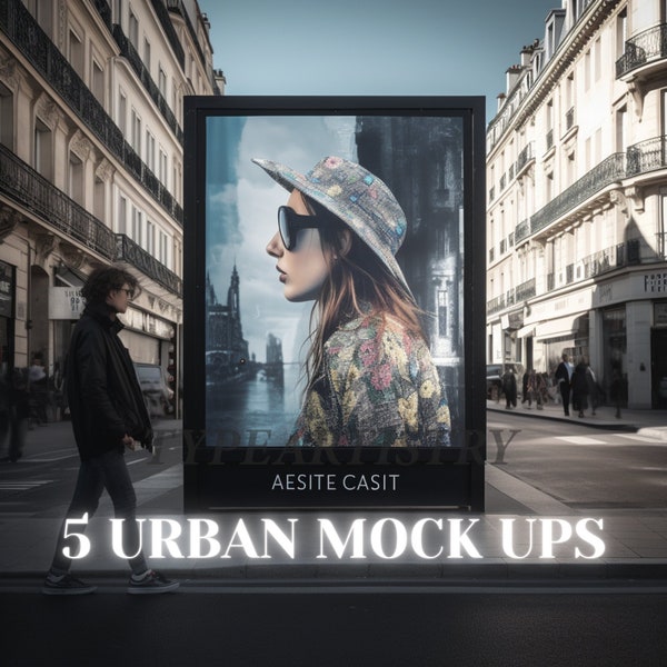 Frame Mock Ups, Street Advertising Mock ups, Urban Billboards City Mock ups, New York, Florida, Paris, Bundle, Template Frame Art, Digital