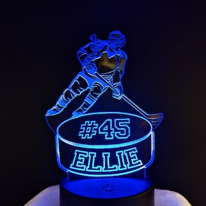 Girl Hockey Player LED Night Light Room Decor, Personalized Hockey Player Gift, Ice Hockey Gift Ideas, Kids Hockey Led Room Night Light Lamp