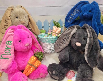 Large Easter Bunny, Embroider Bunny Ears, Baby First Easter Bunny, Child Easter Basket Stuffer, Bunny Stuffed Animal, Easter Plush
