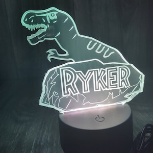 T-Rex Dinosaur Personalized Night Light, Kids Dino Night Light, Dinosaur LED Bedroom Sign, Kids Bedroom Decor, Child Nursery Nightlight