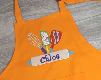 Personalized Kids Baking Apron, Cooking Apron for Girl and Boys, Child Chef Apron, Adjustable Children's Baking Apron, Christmas Gift