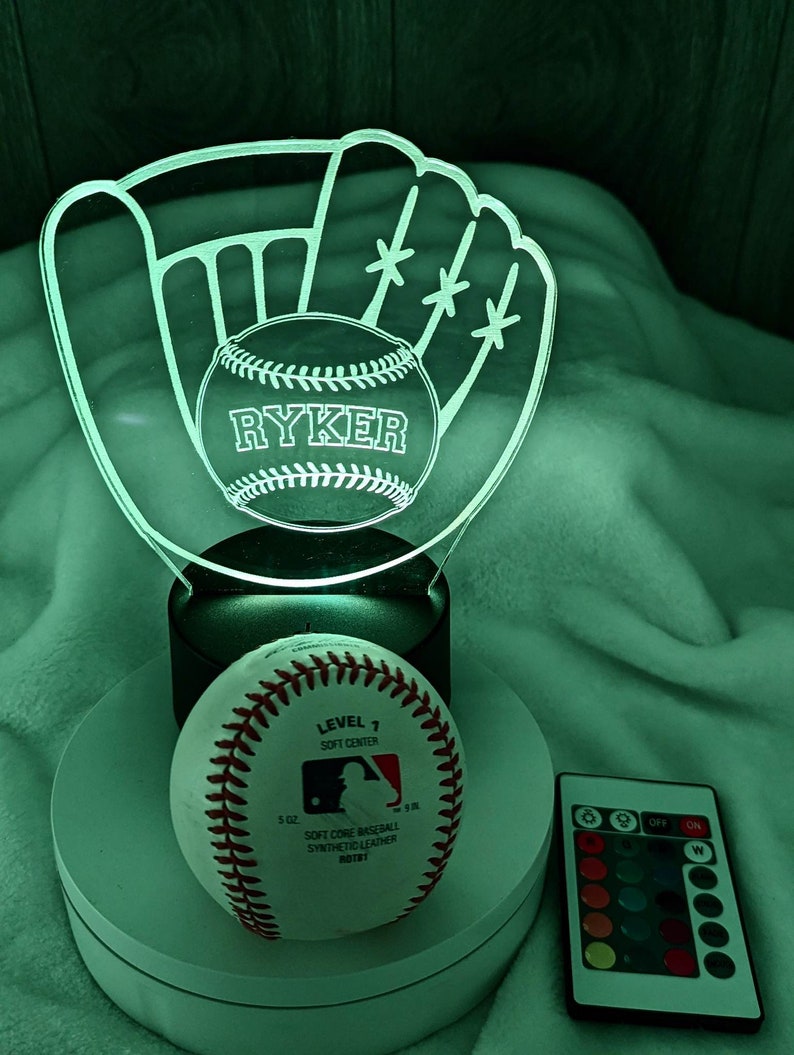 Baseball LED Light, Personalized Night Light, Sport Baseball Night Light, Baseball Name Bedroom Sign, Kids Bedroom Decor Glove