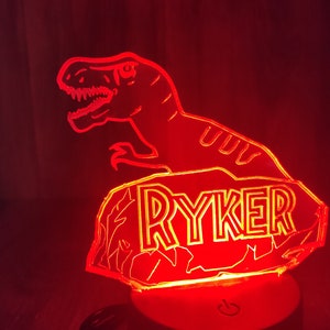 T-Rex Dinosaur Personalized Night Light, Kids Dino Night Light, Dinosaur LED Bedroom Sign, Kids Bedroom Decor, Child Nursery Nightlight