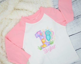 Butterfly Birthday Shirt, First Birthday Bib Onesie or Shirt, Embroidered Birthday Shirt, First Birthday, Butterfly Birthday Bib, 1 Year bib