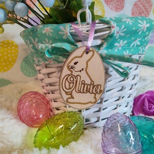 Easter Basket Tag, Bunny Easter Tag, Personalized Easter Basket Tags, Custom Easter Tag, Wood Engraved Bunny Tag