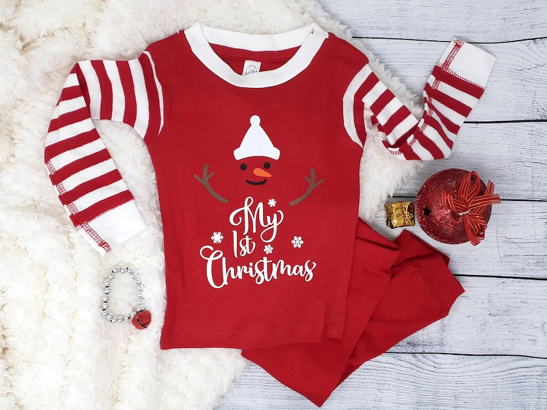 My First Christmas Baby Pajamas Snowman Christmas Infant Etsy