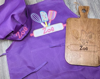 Personalized Child Apron, Kid Baking Apron Gift Set , Child Baking Apron, Child Chef Apron, Adjustable Kitchen Children Baking Apron
