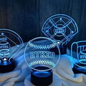 Baseball LED Light, Personalized Night Light, Sport Baseball Night Light, Baseball Name Bedroom Sign, Kids Bedroom Decor