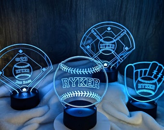 Baseball LED Light, Personalized Night Light, Sport Baseball Night Light, Baseball Name Bedroom Sign, Kids Bedroom Decor