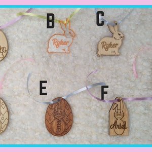 Easter Basket Tag, Bunny Easter Tag, Personalized Easter Basket Tags, Custom Easter Tag, Wood Engraved Bunny Tag