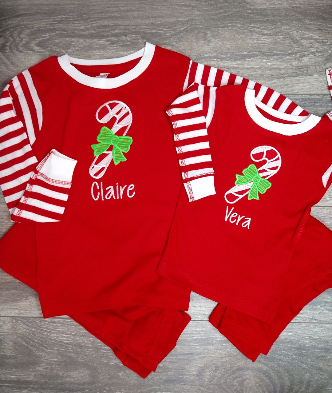 Kids Christmas Pajamas, Candy Cane Pajamas, Personalized Children Pj's, Xmas Jammies, Christmas