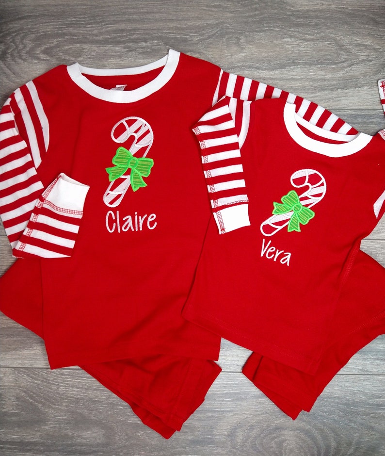 Kids Christmas Pajamas Candy Cane Pajamas Personalized Etsy