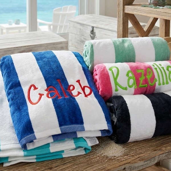 Personalize Beach Towel, Kids Beach Cabana Towel, Kids Summer Beach Towel, Personalized Pool Towel,