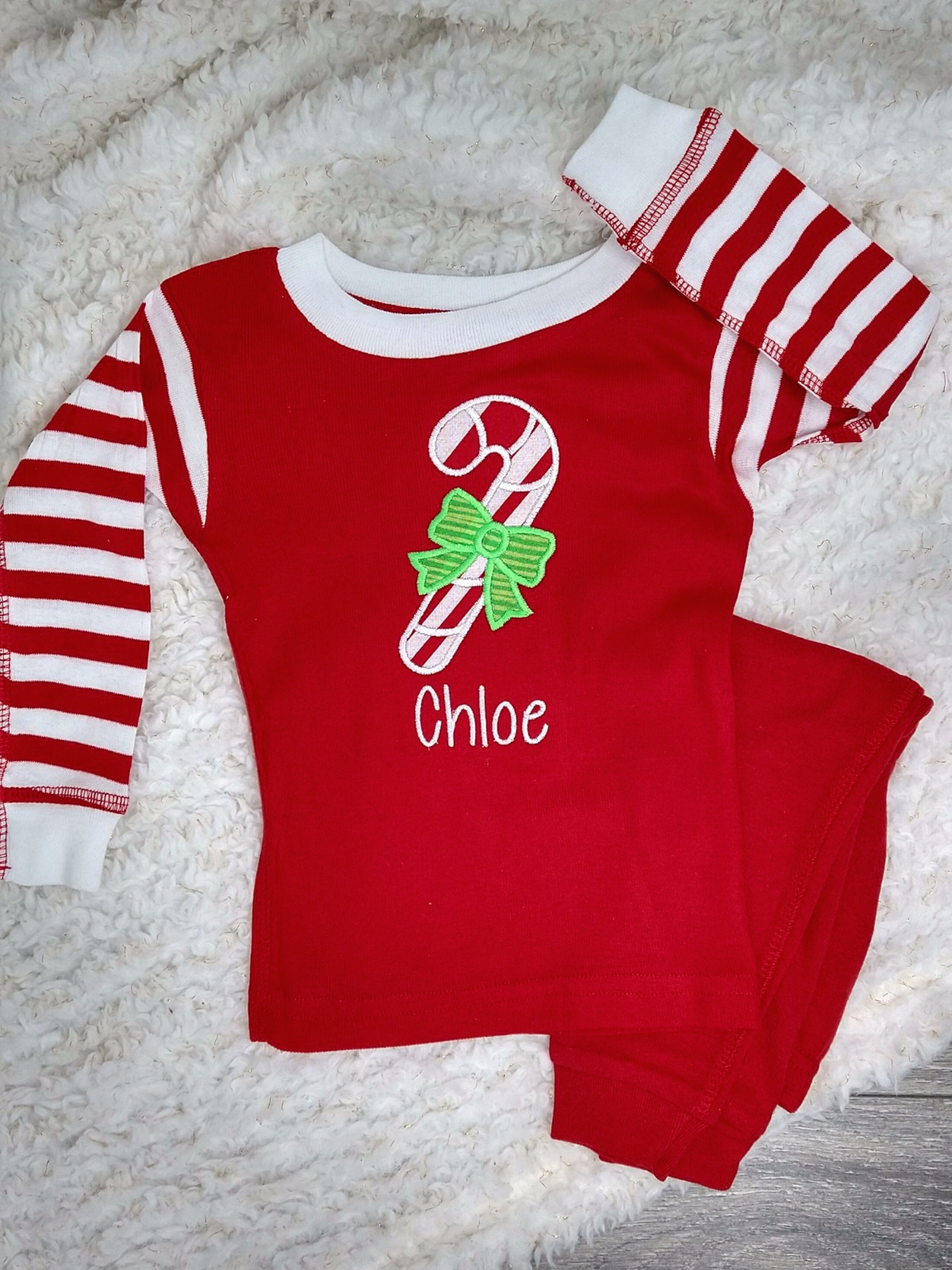 Kids Christmas Pajamas Candy Cane Pajamas Personalized Etsy