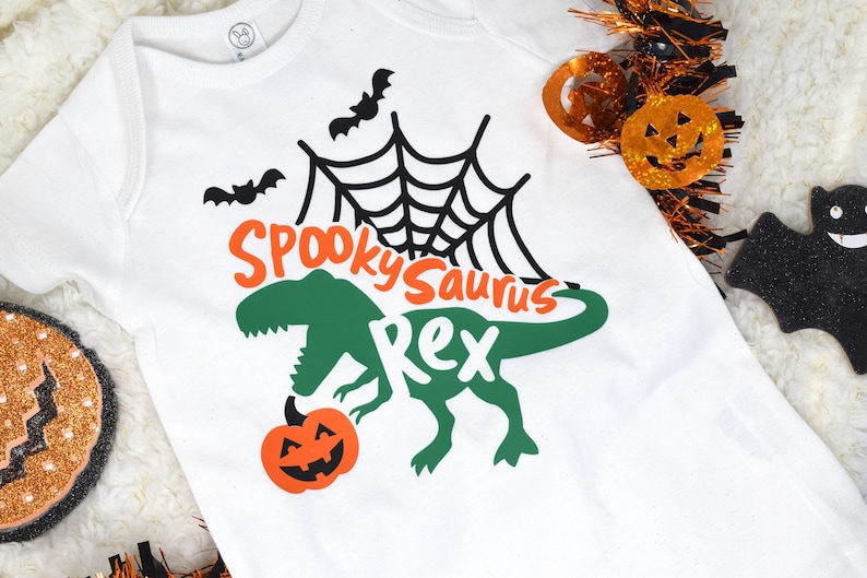 Halloween Baby outfit Halloween Dino Outfit Baby First Halloween Halloween Dino Shirt Halloween Dinosaur Romper Trick or Trick Dino