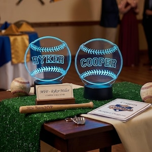 Baseball LED Light, Personalized Night Light, Sport Baseball Night Light, Baseball Name Bedroom Sign, Kids Bedroom Decor bild 1
