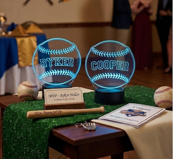 Baseball LED Light, Personalized Night Light, Sport Baseball Night Light, Baseball Name Bedroom Sign, Kids Bedroom Decor