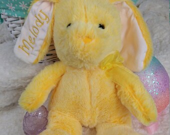 Personalized Easter Bunny, Personalized Stuffed Animal, Embroidered Easter Bunny, Easter Bunny basket gift, Little Kids Easter present