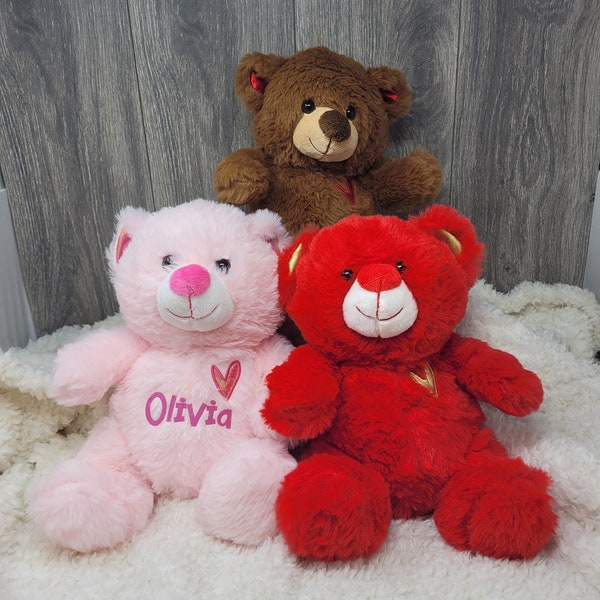 Personalized Valentine's Day Teddy Bear, Valentine Stuffed Animal, Kids Plush Toy Gift , Baby 1st Valentines, New Baby Gift, Big Sister Bear
