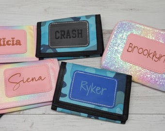 Personalized Kid Wallet, Personalize  Engraved Leather Patch Wallet, Valentine Child Gift,  Boy and Girl Wallet