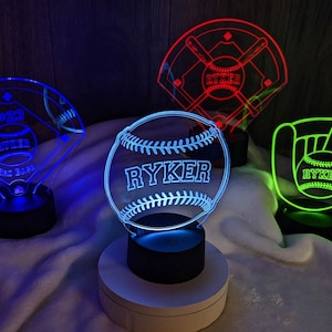 Baseball LED Light, Personalized  Softball Night Light, Sport Night Light, Baseball Name Bedroom Sign, Kids Bedroom Decor