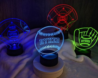 Baseball LED Light, Personalized  Softball Night Light, Sport Night Light, Baseball Name Bedroom Sign, Kids Bedroom Decor