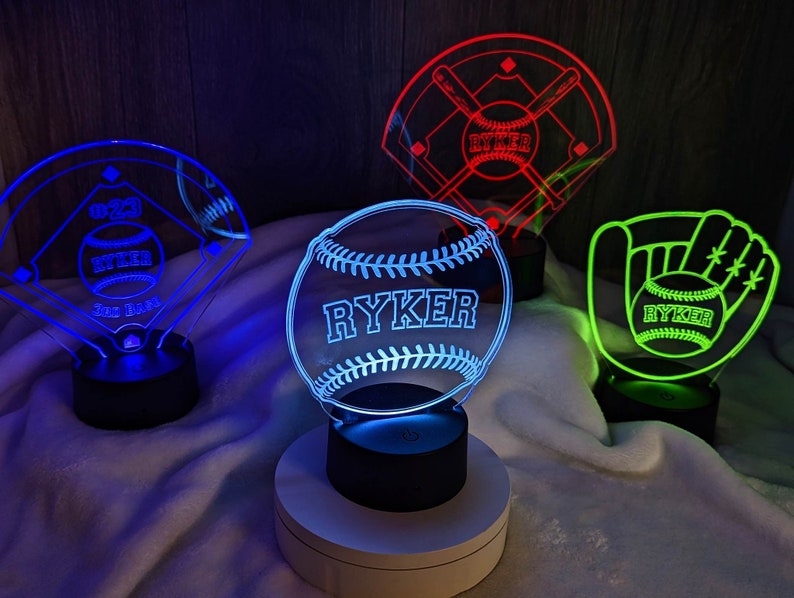 Baseball LED Light, Personalized Night Light, Sport Baseball Night Light, Baseball Name Bedroom Sign, Kids Bedroom Decor bild 3