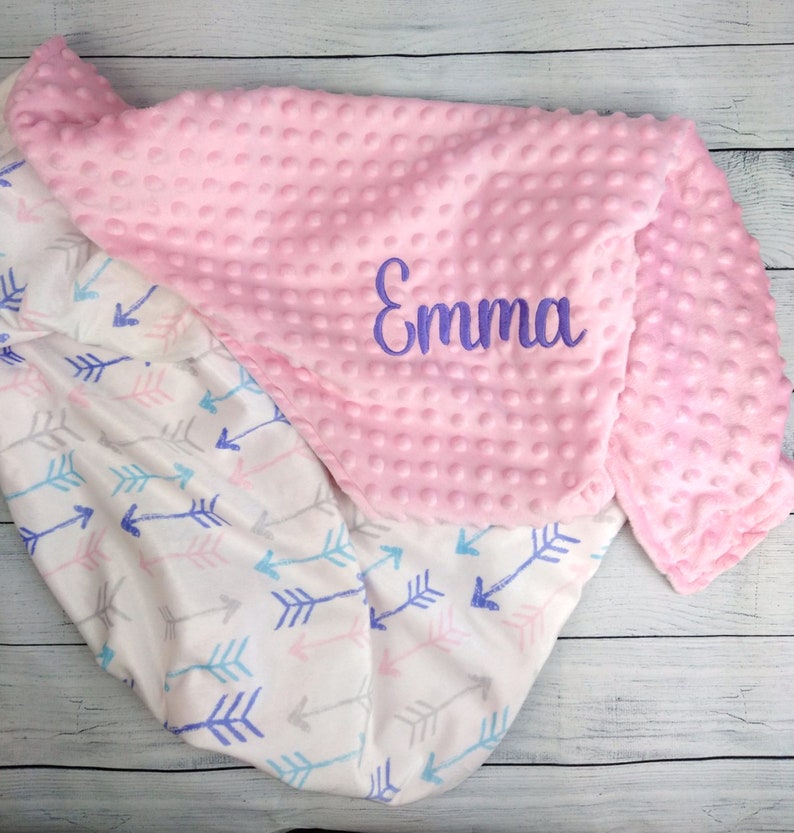 Personalized Minky Baby Blanket Arrows Baby Blanket Newborn Etsy