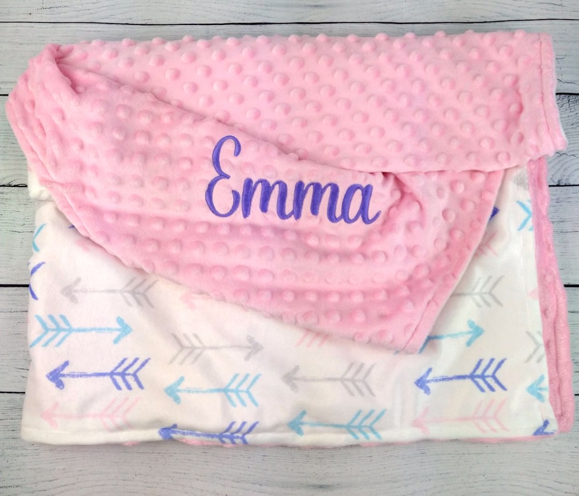 Personalized Minky Baby Blanket Arrows Baby Blanket Newborn Etsy