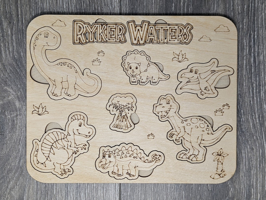 Personalized Dinosaur Jigsaw Puzzle Toy for Kids, Montessori Wooden ...