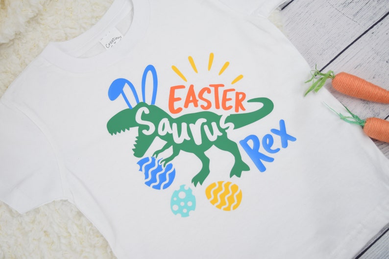 Tstars Trex Boys Easter T-Shirt - Dinosaur Bunny Eggs Cute Kids Tee For Toddlers & Infants