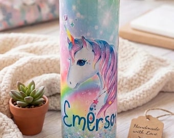 Personalized Unicorn Tumbler, Unicorn Gift for Kids, Unicorn Girls 20 Oz Tumbler with Straw,  Gift for Girls, Gift Basket Stuffer
