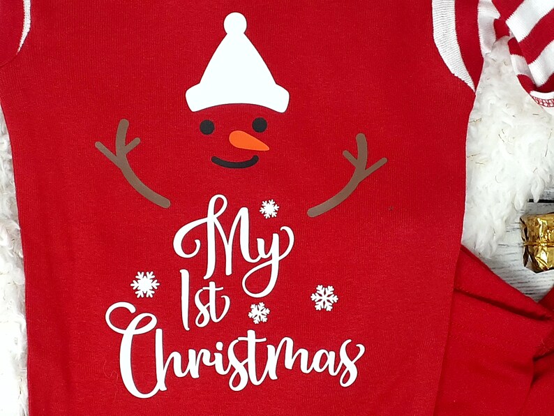 My First Christmas Baby Pajamas Snowman Christmas Infant Etsy