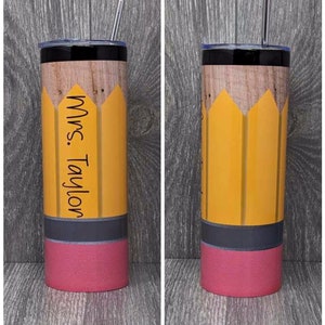 Pencil Tumbler, Back to School Teacher Pencil Tumbler,  20 oz Teacher Drinking Tumbler, Teacher Appreciation Gift, New Teacher Gift