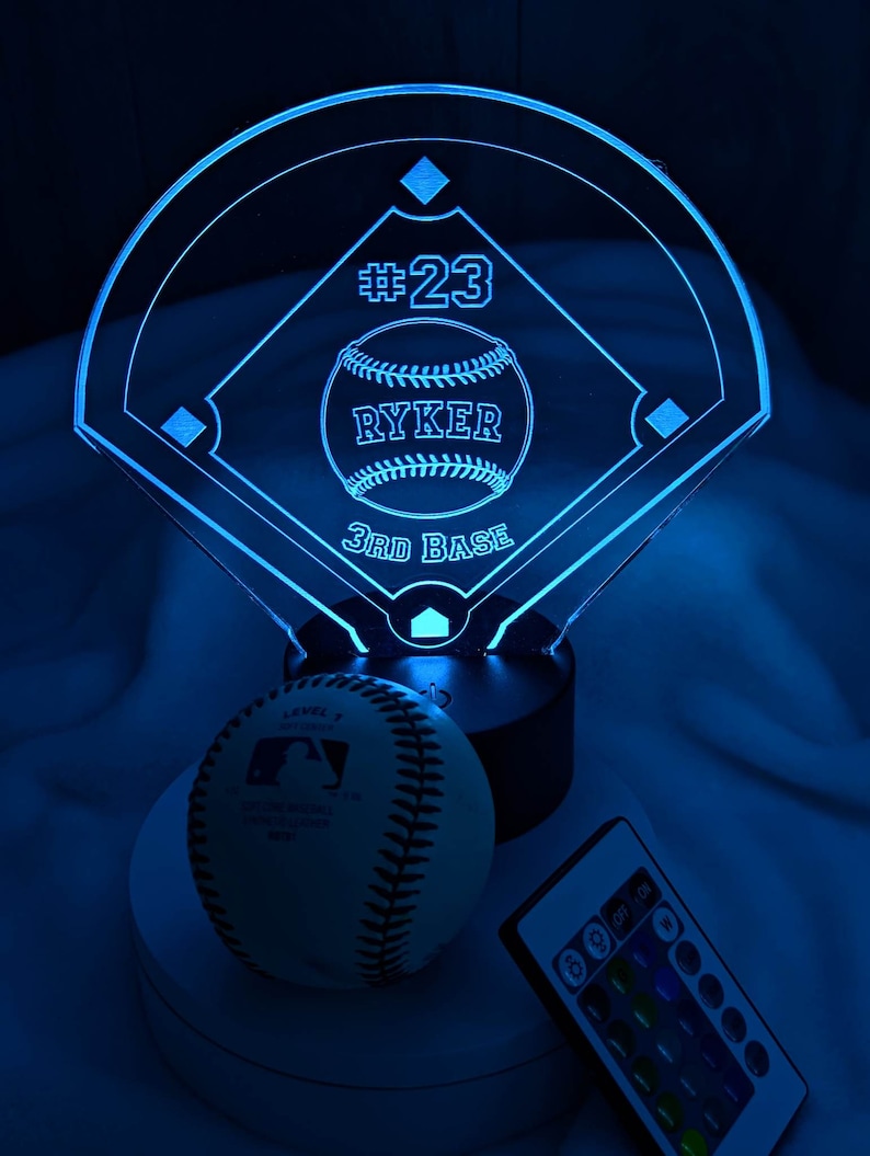 Baseball LED Light, Personalized Night Light, Sport Baseball Night Light, Baseball Name Bedroom Sign, Kids Bedroom Decor Field & Ball