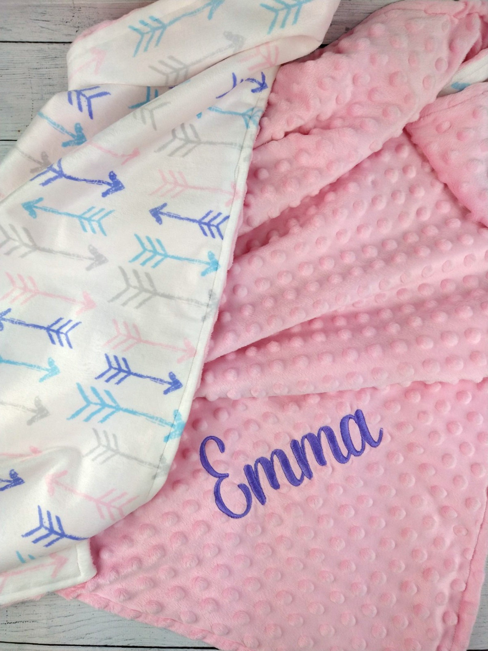 Personalized Minky Baby Blanket Arrows Baby Blanket Newborn Etsy