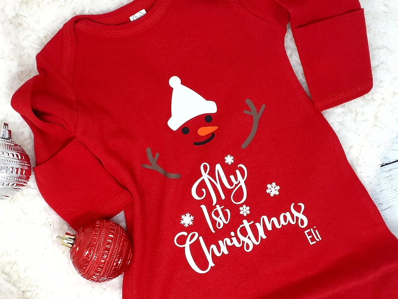My First Christmas Baby Pajamas Snowman Christmas Infant Etsy