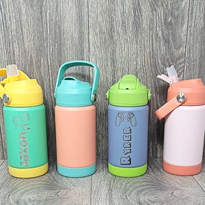 Personalized kid tumbler, Custom engraved water bottle, Toddler Tumbler with straw