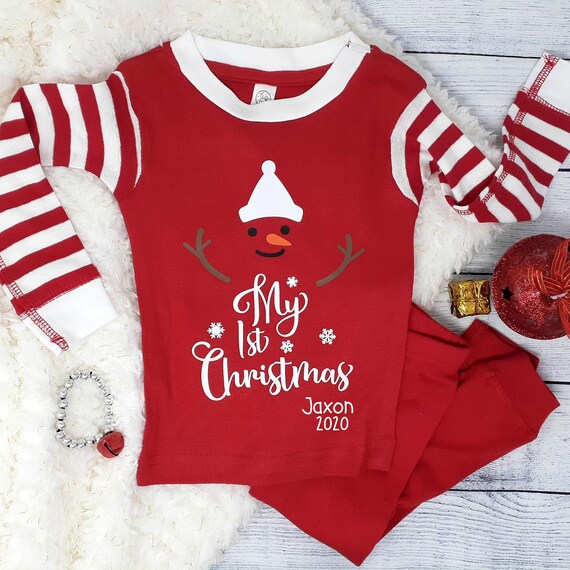 Baby first christmas store pajamas personalized