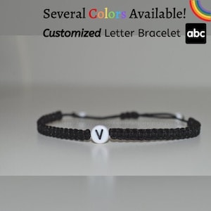 Custom SINGLE Letter Bracelet // Adjustable Macrame Bracelet // Adjustable Letter Bracelet