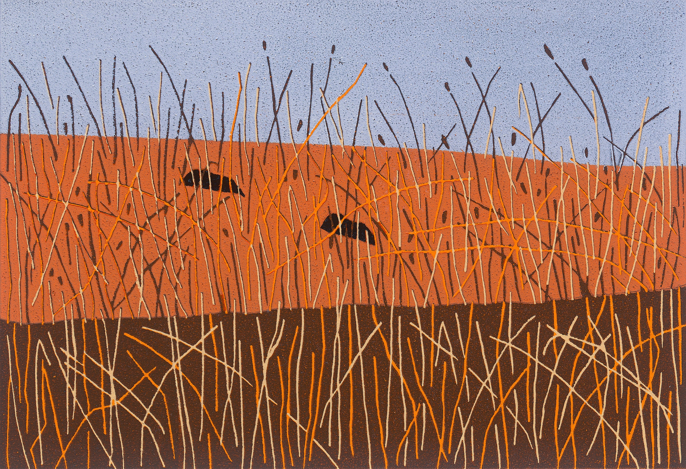 En la impresión de linocut unframed grass Etsy